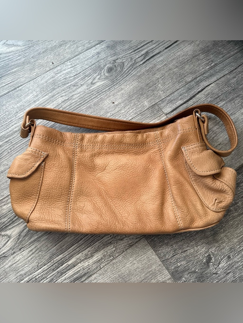 Fossil Pebbled Tan Leather Shoulder Bag